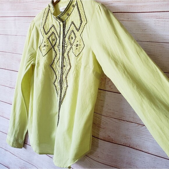 Pilcro Nayeli Beaded Embellished Western Style Shirt Blouse Cotton Size Small - Picture 7 of 13